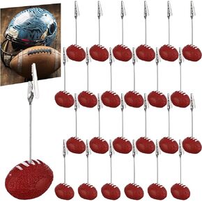 24pcs راتنجات كرة القدم قاعدة مذكرات مقطع حامل ملاحظة ورقة مقطع صور بطاقة عرض أمريكي لكرة القدم مقطع التمساح ، مقاطع مذكرات على شكل كرة قدم.