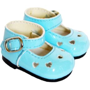 18 Inch Doll Shoes- Robins Egg Blue Heart Mary Janes Fits 18 Inch Girl Dolls and Kennedy and Friends Dolls