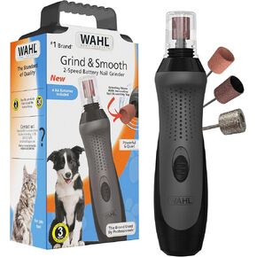 Wahl Grind & Smooth 2 Speed Battery Dog Nail Grinder with Concave Rounding Tip and Nail Guard for Increased Safety and Precise Nail Grinding - Model 3026333