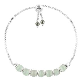 Thecraftman Natural Gemstone Round Beads Bolo Bracelet, Chakra Healing Crystals, Silver Plated, Adjustable Slider, Gift for Women, Birthday, Wedding, Handmade, Adjustable Bracelets (Selenite)