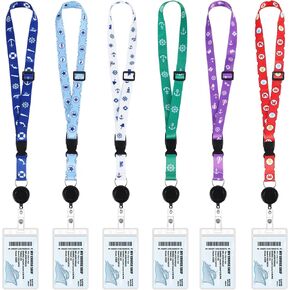6 PCS Cruise Lanyards لبطاقات سفينة الرحلات البحرية ، حبل سفن Cruise Lanyard القابلة للسحب مع حامل شارة مقاوم للماء لـ Cruise Ships (نمط بسيط)