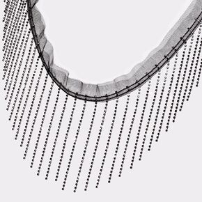 1 Yard Rhinestone Fringer Trim Diamond Ribbon Crystal Tassel Sparkle Jewel Chain for Cloth Sewing Crafts DIY Decoration (Black)
