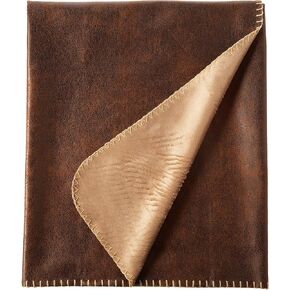 DP1718-BROWN-1 Rustic Ranch Throw w/Bonded Beige Mink, Brown