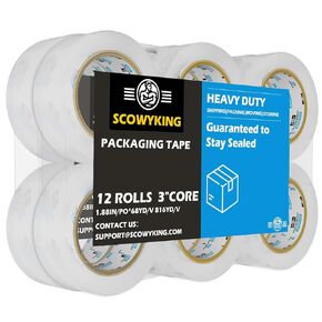 Heavy Duty Packing Tape 12 Rolls, 816 Yards,2.7 Mil,1.88 Inch x 68 Yards,Packaging Tape for Shipping Packing Moving Mailing Office Storage, Clear Tape Refills for Dispenser