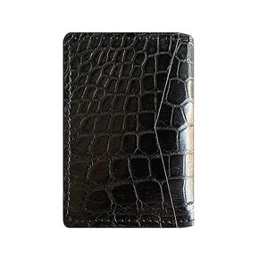 Alligator Card Wallet, Handmade Alligator Bifold Card Holder, Black Alligator Card Case, Minimalist Card Holder, Leather Card Holder, Small Card Case, Wallet for Cards (Black)