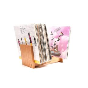 Ruach Vinyl Holder and Display for Records Wooden - Natural 100% Cherry Hardwood - Fits 12" LPs and 7" Singles