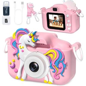 Kids Camera Toys for 3-12 Year Old Girls Boys,Children Digital Video Camcorder Camera, Upgrade Kids Selfie Camera, HD Kids Digital Video Cameras for Toddler with Cartoon Soft Silicone Cover in Saudi Arabia