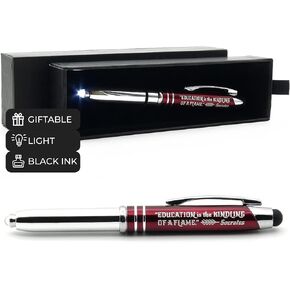 Inkstone Gift Pen with Inspirational Quote Education is the kindling of a flame - Socrates Engraved Pen with LED Light and Stylus Tip