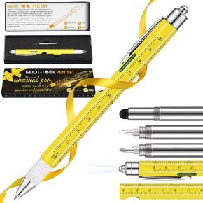 Lasnten Stocking Stuffers Gifts for Men, 9 in 1 Multitool Pen, White Elephant Christmas Birthday Gifts for Men Dad(Yellow)