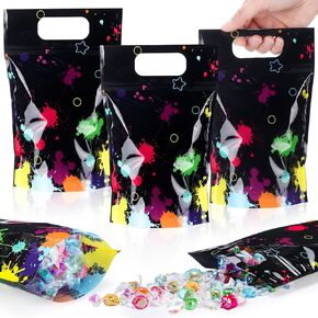 FUUTREO 50 PCS NEON Party zip Lock Lock Lock Glow Clear في أكياس الختم الداكنة مع مقابض حقيبة بلاستيكية توهج Neon Form For Glow Party Party Wrap Decoration (Glow)