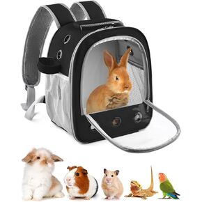 Guinea Pig Carrier Backpack, Portable Rabbit Travel Carring Bag for Pet Bunny Sugar Chinchilla Gerbil Bearded Dragon Hamster Parrot Outgoing Pouch Case with Water Bottle Holder & Detachable Pad