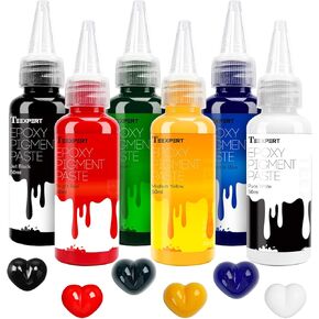 Teexpert Epoxy Pigment Paste Set 6 Colors 300ml Opaque Resin Art Paste Easy to Mix Highly Concentrated Epoxy Dye Pigment Paste for Epoxy Resin Coloring Each 50ml