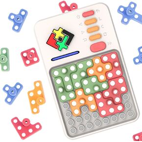 Super Blocks Pattern Matching Puzzle Games，1000+ Challenges Brain Teaser Toys,Travel Games for Road Trips,Birthday Gifts for Boys Girls,Shape Pattern Blocks Tangram Geometry Games for Kids & Teens