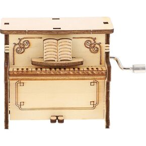 DIY Wooden Musical Box Puzzle, 3D Piano Model Toy, Light Brown, Self-Assembling Craft Kit, Perfect for Kids and Adults, 2.83x1.53x2.51 Inches, Ideal for Home Decor and Gifts