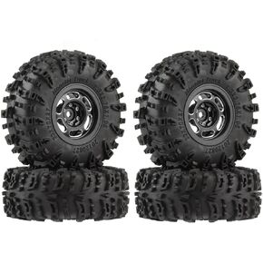 1.3" Wheel Tires Set, 70 * 27mm Beadlock Wheel Rims with Swamp Claw Mud Terrain Rubber Tires for 1/18 1/24 SCX24 TRX4M RC Car (Type A-Black Set)