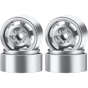 1.9 Beadlock Wheel Rim, 177g Heavy Aluminum Alloy Beadlock Wheels for 1/10 RC Crawler SCX10 TRX4 TRX6 VS4-10 GEN7 GEN8 Upgrades, 4PC (Plated Silver)
