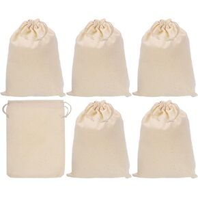 PATIKIL 12"x8" Coin Money Sacks Bag, 6 Pack Bank Deposit Change Transit Bags Cash Bag with Drawstring Currency Bags Gift Bag Style 2, Beige