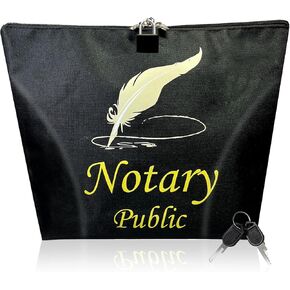 Notary Bag with Lock, 13x10''Waterproof Notary Supply Bag with 2 keys, Portable Security Storage Bag for Notary Journal, Stamp, Embosser, Ink Pad and Valuables(Pink)
