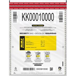 MMF Industries Cash Transmittal Bags | 12W x 16H | Pack of 100 | Unique Alphanumeric Numbering | Self-Sealing Adhesive | Four Tamper Indicators | Folded Bottom | Deposit Plastic Bags