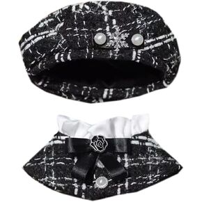 niannyyhouse 10cm Plush Doll Clothes Hat Poncho Shawl Sets Dolls Dressup (Black)