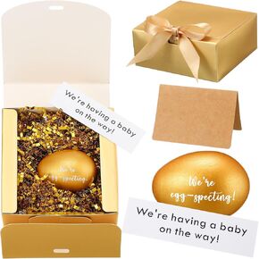 Egg Pregnancy Announcement Box Pregnancy Reveal Ideas Surprise Baby Announcement Gifts Fun Ways to Announce Pregnancy for Husband, Future Dad, Grandparents, Family, Friend (Gold Egg)