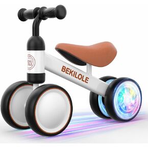 Bekilole Colorful Baby Balance Bike Toys for 1 2 3 Year Old Boys Girls Gifts, 12-36 Month Toddler Balance Bike, First Riding on Toys, One Year Old Boy Birthday Gifts, Upgraded Version - White & Brown