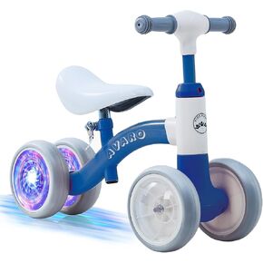 Avaro Baby Balance Bike for 1 Year Old Boys Girls 1st Birthday Girl Boy Gift Adjustable Seat and Handle Balance Bike with Glowing Wheels Colorful Lighting Baby Balance Bike for 1-3 Year