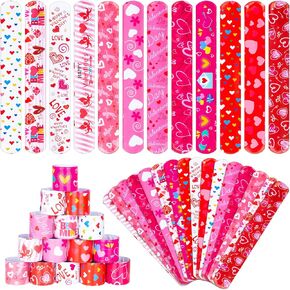 36 Pieces Valentines Day Slap Bracelet for Kids, 12 Styles Colorful Valentines Day Slap Wristbands Bulk for Kids Party Favors Supplies Classroom Exchange Gifts Goodie Bag Fillers