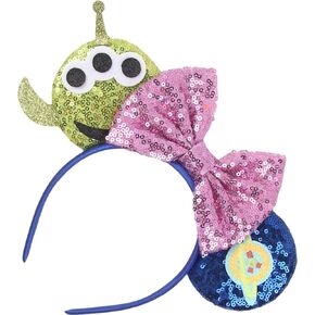 Toy Story Christmas Mouse ears Bow Headband Alien Monster Headband Glitter Bows Mouse Ears Hair band Party Princess Decoration Cosplay Costume