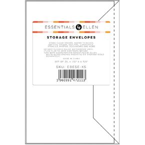 Ellen Hutson, Essentials by Ellen, Stamp & Die Plastic Storage Envelopes, X-Small 4.5 x 6.875 in, Tuck in Flap, 8-Gauge (.8mm) Plastic, 25 pk, Storage, Papercrafts, Scrapbooking, Organization