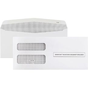 1099 NEC Tax Form Envelopes, Designed for Printed 1099 NEC Forms and for W2 3-Up, Double-Window, Security Tinted Gum Seal, 25 Pack
