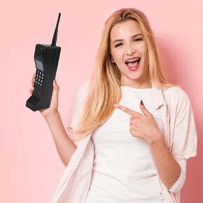 80'S Retro Mobile Phone , Pagers And Beepers 90S , Inflatable Mobile Phone , Retro Brick Cell Phone Ornament , For Party Decorations Supplies Retro Cell Dress Accessory(black)