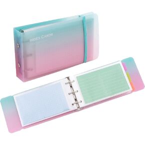 3×5" index card Binder organizer with Plastic pocket Sleeves, small organized folder for recipes Flashcards,portable notecards case holder (2pcs colorful)