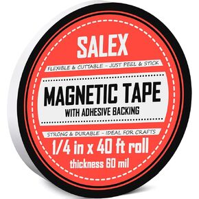 Magnetic Tape with Adhesive Backing 2 Inch Wide - Thick 60 mil Magnet Tape Roll to Make Sticky Magnet Strips, Strong Squares, Dots, Flexible Sheets, Cutting Own Fridge Magnets, Crafts