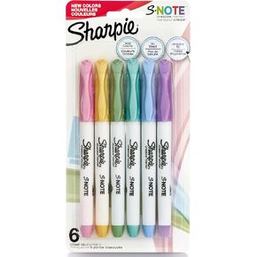 Sharpie S-note علامة تلوين الإبداعية أقلام | تسليط الضوء والكتابة والرسم والمزيد | ألوان باستيل متنوعة | نصيحة الإزميل | 6 العد in Kuwait