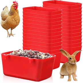 26 PCS Chicken Feeder Cups, 18 OZ Cage Cups for Chickens, Hanging Rabbit Feeder Waterer Cups, Plastic Birds Feeders for Pet Bunny Gamefowl Poultry Parrot(Red)
