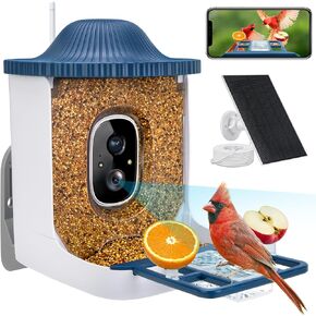 Smart Bird Feeder with Camera, Free AI to Identify 11000+ Bird Species, Solar Panels Bird Video & Motion Detection Camera Auto Capture Notify,Hummingbird Camera Feeder for Outdoors