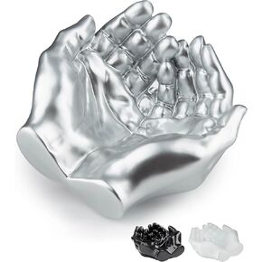 Hand Shaped Succulent Planter Pot - Crystal Holder Display - Air Plant Holder Hand Planter - Giving Hands Sculpture Decor - Key Bowl Ring Dish Trinket Dish Candy Dish - Candle Holder (Silver)