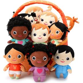 HyDren Basket Plush Baby Dolls, Set of 10 Soft Multicultural Sensory Dolls 6'' Plush Diversity Toys for Preschool Classroom, Easter Toddler Baby Toys for Kids Girls Boys All Ages