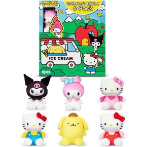 Hello Kitty و Friends 6 Pack - شخصية أفخم مصغرة ، حيوان فني ، لعبة صغيرة ناعمة للأطفال والفتيات والفتيان الذين تتراوح أعمارهم بين 4+