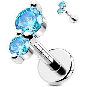 OUFER 925 Sterling Silver Helix Jewelry ، 16G مسطحة للأقراط الغضروف ، أقراط Tragus Helix المسطحة داخليًا للنساء ، مجوهرات ثقب الشفاه (Blue-6mm) in Kuwait