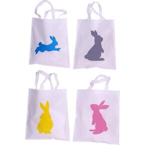 Funiverse Bulk 24 Pack Bunny Tote Bag Assortment 15" x 16" - Easter Egg Hunt or Baby Shower Four Colorful Styles Ready for The Largest Easter Event