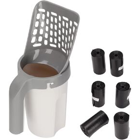 Meowbud Poop Scooper,Cat Litter Scooper with Trash Container,Detachable Leakproof Multipurpose Integrated Cat Litter Scooper with Litter Bag for Cats Pets (6 PCS)
