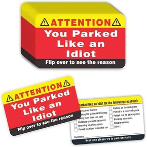 You Parked Like an Idiot Cards 100 Bad Parking Bussiness Cards 3.5"x2" Multi Reasons Violation Stocking Stuffers