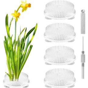 مجموعة Flower Frog Flower Takensie 5pcs ، Round Floral Frog ترتيب واضح Kenzan Pin Kit حامل دبوس زهرة ياباني مع إبرة كينزان لزينة النبات ، والنشاط ، وديكور الزفاف (واضح)