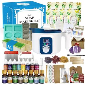 Susanou Premium Soap Making Kit for Adults Making Soap Including Smart Soap Melter, 4 lbs Soap Base, 5 Dyes and 6 Essential Oils, Soap Making Suppies and Packings for DIY Soaps