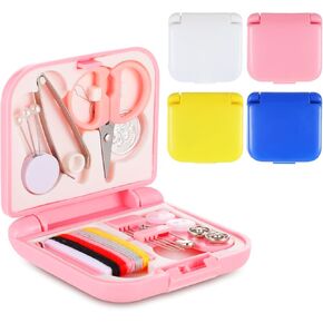 4 Pack Mini Sewing Kit, Min Travel Sewing Kit Mini Travel Sewing Kits Portable Sewing Kit DIY Sewing Supplies, Portable Sewing Box with Threads, Portable Travel Sewing Box Kit, Plastic Sewing Kit Box