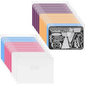 Fullhawl 40 Pcs Stamp and Die Storage Bag and Rubber Magnetic Sheets, Die Storage Set Large Envelope Case for Storage Die Cutting、DIY Scrapbooking Card Making