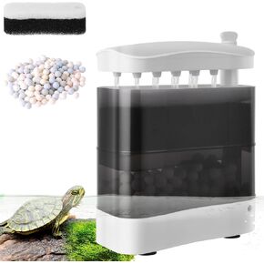 100GPH Quiet Turtle Tank Filter - 8W Powerful Bottom Suction Aquarium Filter with Triple Filter Media, for Shallow Water Tanks with Water Levels Above 2.4in(2-Layer Filter Box)
