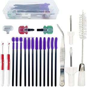 21 Pieces Sewing Machine Cleaning Kit,Sewing Machine Repair Tools Include Tweezers Double Headed Brush Screwdriver Seam Rippers Silicone Brush for Repair and Cleaning Machine Sewing with Storage Box